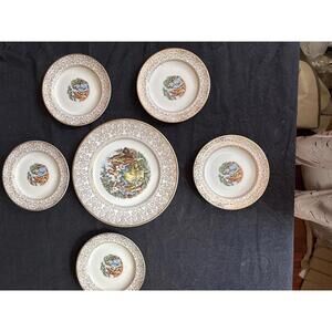 Vintage Decorative Dinnerware Plates Set with Classic Scene